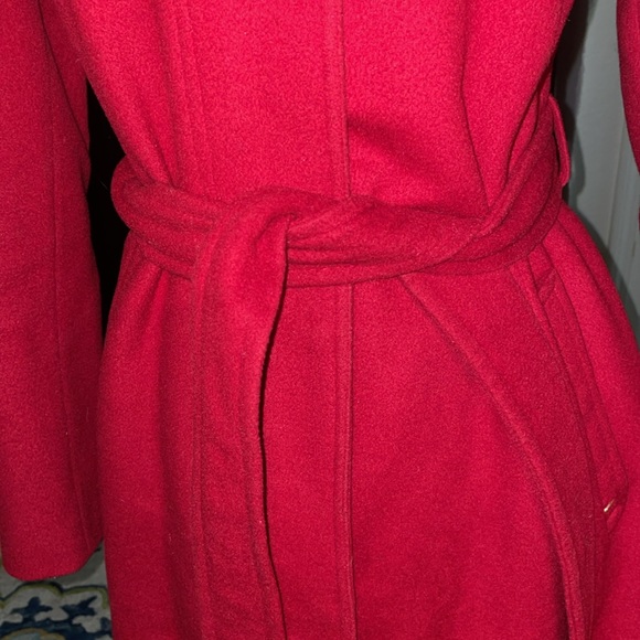 Women’s VINTAGE ELLEN TRACY 90’s with hood 100% wool lined coat sz 10 EUC Belt - Picture 5 of 15